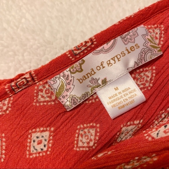 Band of Gypsies Wrap Red Maxi Dress Polka Dot Cold Shoulder - Picture 8 of 13